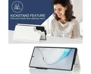 3 Cards Leather Case for Samsung Galaxy Note 10, RFID Blocking Material to Protect Card Data - White