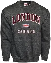 [GWCC] LE201 Unisex London England Applique Embroidery Sweatshirt Big and Tall Navy, Grey, Maroon, Charcoal 3XL and 4XL