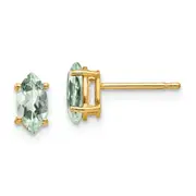 14k Yellow Gold 7x3.5 Marquise Green Quartz Earring