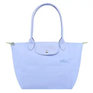 【LONGCHAMP】LE PLIAGE GREEN系列刺繡長把再生尼龍摺疊水餃包(中/天澄)