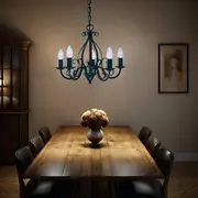 Ambrosia Pendant Light 5Lt E14 in Black Superlux Lighting - R1895-5P-BL
