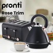 Pronti Rose Trim Collection Toaster & Kettle Bundle Electric Cordless Set Black