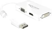 Delock Adaptor Cable DisplayPort 1.1 Male to 1 x VGA, 1 x HDMI and 1 x DVI 24 + 1 (White)