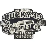 Lucky 13 Rat Hot Rod Iron On Patch Tattoo Rockabilly Punk Kustom Retro Moto