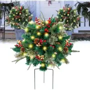 Lighted Christmas Filler Lit Xmas Trees With Golden & Red Berries Tripod Stake