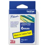 Brother TZE-111 Laminated Labelling Tape 6mm (Black On Clear)