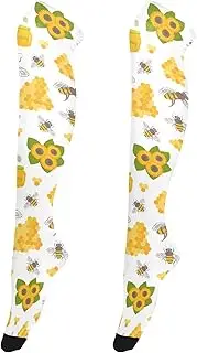[Caihoyu] Women'S Over-Knee Socks Retro Style Thigh High Socks Extra Long Socks Over Knee Thigh High Socks for Halloween Sweet Honey Bee, Sweet Honey Bee