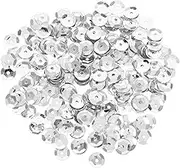 HOMSFOU 800pcs Silver Iridescent Loose Sequins Round Cup Spangles with Holes for DIY Crafts Sewing Embellishments Wedding Christmas Easter Decorations