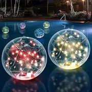 WIND STAR Solar Floating Pool Lights, 14 Inch RGB Inflatable Glow Ball Lights for Pond Garden Yard Beach Party Decor, 2 Pack