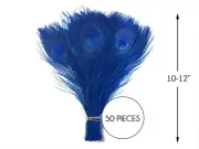 50 Pieces – Royal Blue Bleached & Dyed Peacock Tail Eye Wholesale Feathers Bulk