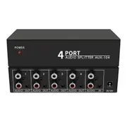 Audio Splitter 1 in 4 Out L/R Aux Stereo Audio Splitter 1X4 Audio Distributor for PC DVD Speaker Splitte, EU Plug Black