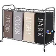 STORAGE MANIAC Laundry Sorter, Laundry Divider with Side Pockets, Multi Laund...