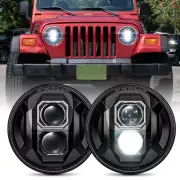 Pair for Jeep Wrangler TJ 1997~06 7" Inch Round LED Headlights Hi-Lo Sealed Beam (for: Jeep)