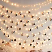 LED String Lights,17Ft - 50 LED Photo Clips String Lights with 50 Clear Clips for Hanging Pictures, Christmas Party Birthday Decoration