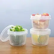 WDOPEN Fresh Container, Food Storage Containers with Lid and and Removable Drain Basket, For Refrigerator Fruit bin Draining Crisper with Strainers 3PCS