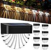 Solar Fence Lights Outdoor, 8 Pack Garden Solar Outdoor Lights Waterproof, 2 Lighting Modes Solar Wall Lights Outdoor for Outdoor Stairs, Step, Fence, Yard, Patio and Pathway, Warm/Cold White