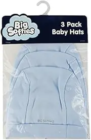 Big Softies Infant Cotton Hat 3 Piece Set, Blue, 3 Count