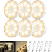 wakouter 6 Pack Motion Sensor Lights Indoor, Rechargeable Motion Sensor Lights, Dusk to Dawn Sensor, Battery Operated USB Charging, Cordless Closet Lights for Cabinet, Kitchen, Stairs, Hallways