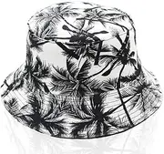 [LWBTOSEE] Bucket Hats for Men and Women Dual-use Flat Top Bucket Hat Fisherman Hat with Coconut (Black), Black, S-L