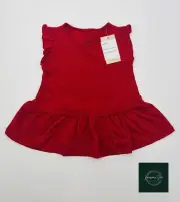 Girl's First Impressions Red Flutter Tunic Short Sleeve Shirt- Size 18 Months