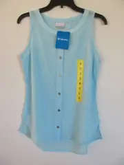 Columbia Sleeveless Button Front Top-Lightweight-Hi/Low-Spring Blue- Size S-NWT