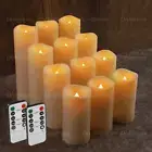12PCS LED Flameless Pillar Candles light Flickering Battery Operated w/ Remote