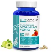 BIOVITALIA ORGANICS Plant Based Vitamin C + Zinc Immunity Boost & Skin - 60 Caps