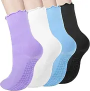 Jaciya Pilates Socks Non Slip Socks for Women Ruffle Socks
