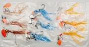 9 Saltwater Fishing Rigs Squid Teaser 3 colors Spinner Flounder Fluke Rig Y32-5