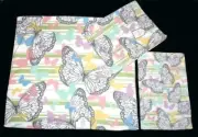 3-Pc Kassafina Grey & Pastel Butterflies Velour Bath Hand Fingertip Towels NWT