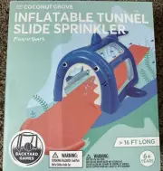Coconut Grove Shark Inflatable Tunnel Water Slide Sprinkler