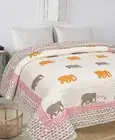 Indian Elephant Block Print Quilt Jaipuri Razai Cotton Hand Stitch Bedding Quilt