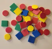 Lot of 1" Foam Squares and Circles Red Yellow Green Blue