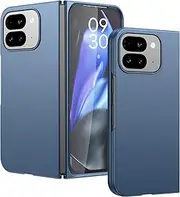 [DOMAVER] for Google Pixel 9 Pro Fold Case with Screen Protector, Support Wireless Charging, Matte Slim Skin-Touch Shockproof Pixel 9 Pro Fold Case for Men Women, Blue