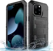 [Marrkey] Waterproof Case for iPhone 15 Pro Max, Heavy Duty Durable Metal Full Body Built-in Screen Protection Case Shockproof Dustproof Rugged Military Grade Defender for iPhone 15 Pro Max - Black