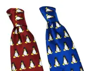 Tux the Penguin - Red/Blue Silk Necktie Set - when Linux Lovers look their best