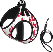 Danish Flag Map print Dog Harness and Leash Set, Reflective Adjustable Puppy Vest for Small Medium Large Dogs, Cats