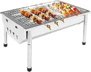 Portable Grills Stainless Steel Thickened BBQ Grill, Charcoal BBQ Grill Outdoor for Flame Control, for Outdoor Cooking Camping Beach Traveling Picnic Backyard Camping BBQ