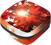 Period Bag,Sanitary Napkin Storage Bag,Autumn Maple Leaves,Tampon Bag for Purse