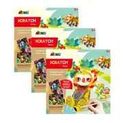 3x Avenir Scratch Sloths Animal Scratch Art Kids/Children Fun Craft Activity 3y+