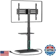 WALI Floor TV Stand with Power Outlet and AV Shelf, Tall TV Stand Mount for 3