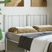White Metal Headboard Double Bed Stylish Design 137cm Bedroom Furniture