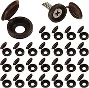 100pcs Screw Cover Caps, Plastic Hinged Screw Caps Folding Screw Covers Small Screw Cap Covers Screw Snap Covers for Screw Heads Protection (Dark Brown)