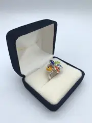 sterling silver ring with various color eyes protection from evil eye mini bead