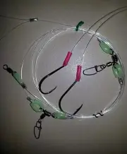 1 JIG BEST FOR BOAT FISHING 100LB RIGS 2 SWAPEZY HOOKS 6/0 BEAK 7/0 CIRCLE LUMO