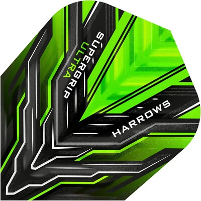 Harrows Supergrip Green Darts Flights - 1 Set (3pcs) Ultra Tough Metallic Finish