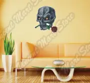 Skull Crossbones Yellow Eyes Evil Rose Wall Sticker Interior Decor 22"X22"