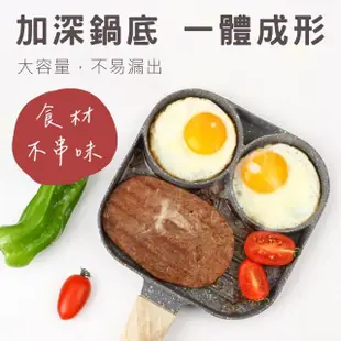 【鼎匠】高CP雞蛋漢堡牛排鍋3合1早餐煎鍋 麥飯石不沾平底鍋(黑灰多孔2圓+1長方形煎荷包蛋器模具IH電磁爐)