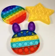 Pop It Fidget Toys, Rabbit, Round, and Star Sensory Toys (3 Pack)