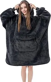 Krifey Wearable Blanket Hoodie, Oversized Sherpa Hooded for Women and Men, Cozy Sweatshirt with Giant Pocket